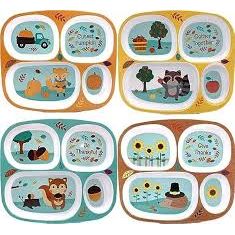 Wee's Melamine Kids Dinner Plate 4-Division Asst Designs