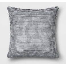 Geometric Patterned Pleated Satin with Metallic Embroidery Square Throw Pillow Blue/Gray