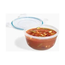 Wee's "Plastic Food Container Round w Lock Lids 47oz 1.4Lt Asst Colors"