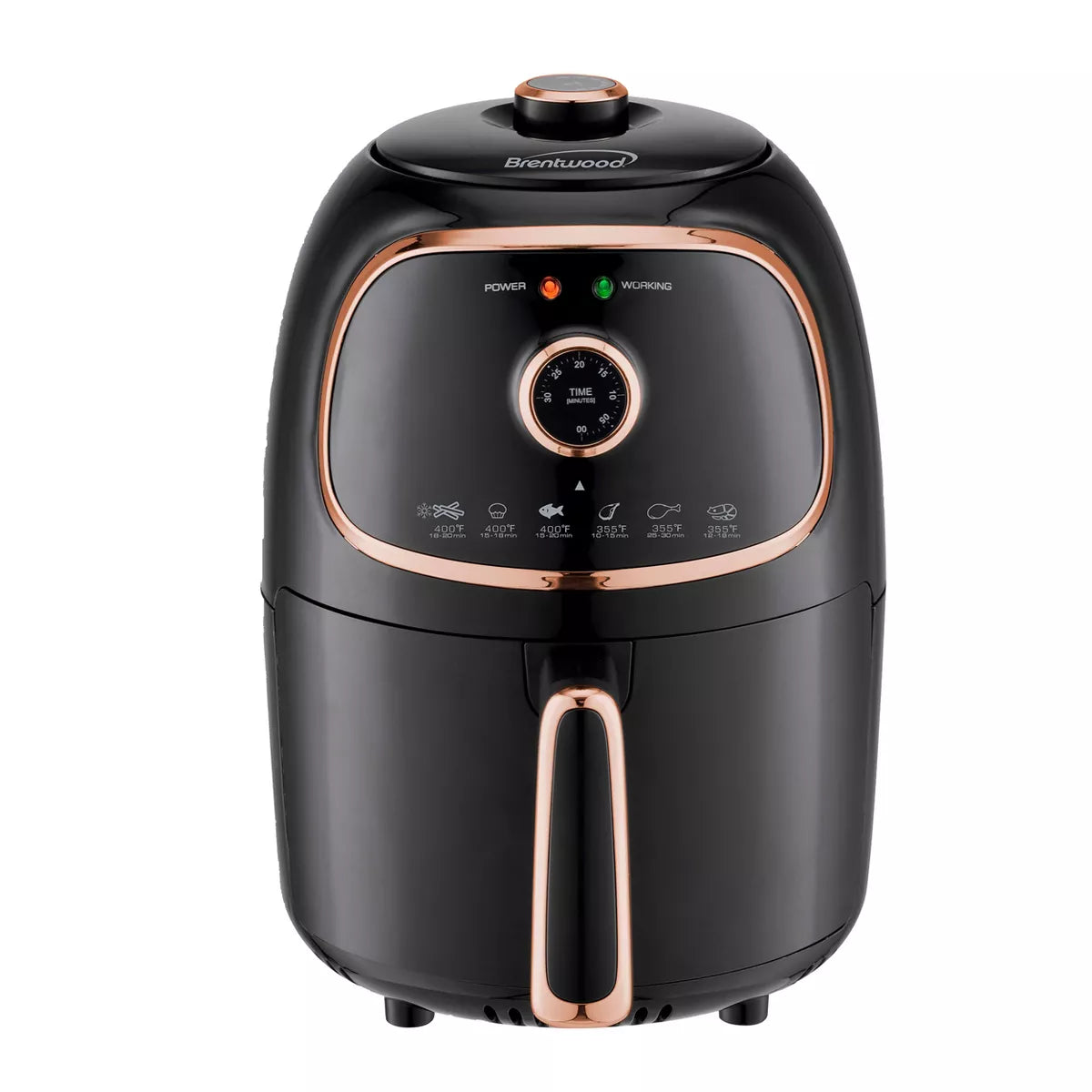 AF-202BK 2 Quart Small Electric Air Fryer Copper with Timer and Temp Control