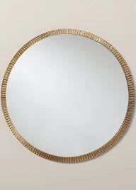 16" Round Wood Framed Wall Mirror Natural